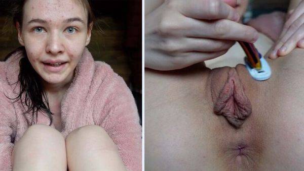 Skinny Teen Emmi-Hill Shaves Her Long Labia Pussy in HD - xxxfiles.com - Germany on systemporn.com