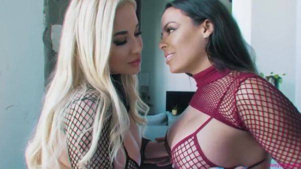 Savannah Bond & Luna Star Threesome - Luxurious Luna Oiled - videomanysex.com on systemporn.com