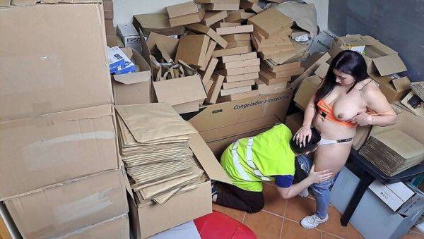 Sexy Latina Boss Catches Worker Slacking Off in Warehouse - Squirting Miss & Hard Rock - veryfreeporn.com on systemporn.com
