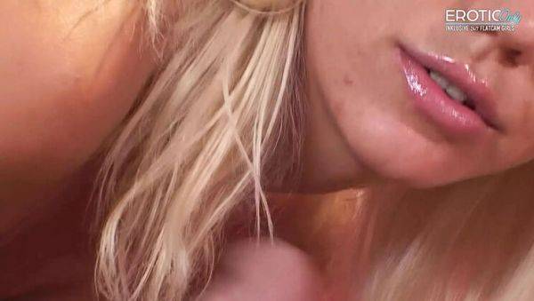 German Blonde MILF Kacey Villainess Teases with Close-Up Handjob and Huge Cumshot - porntry.com - Germany on systemporn.com