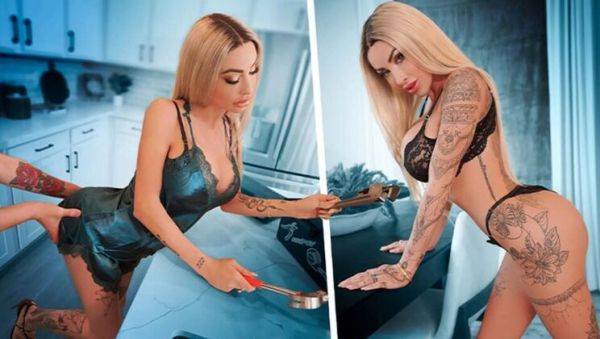 Blonde StepMom Danae Mari Gets Pipe Laid By Juan In Kitchen - Big Tits, Creampie, HD - veryfreeporn.com on systemporn.com