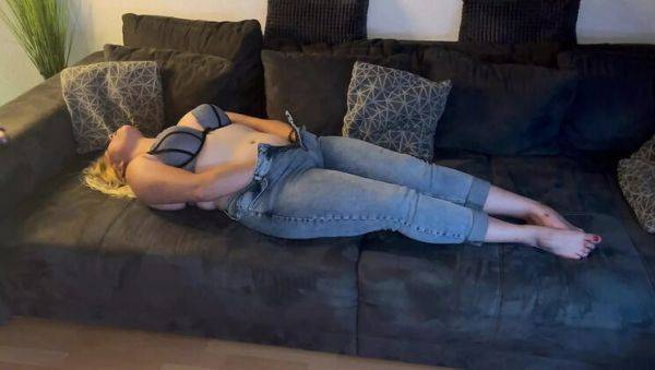 Blonde MILF Masturbates Loudly - Intense Orgasm & Pussy Fingering in Tight Jeans - porntry.com - Germany on systemporn.com