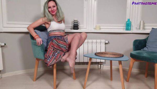 Blonde MILF Foxy Love Teases in Sexy Pantyhose - 4K Solo - xxxfiles.com on systemporn.com