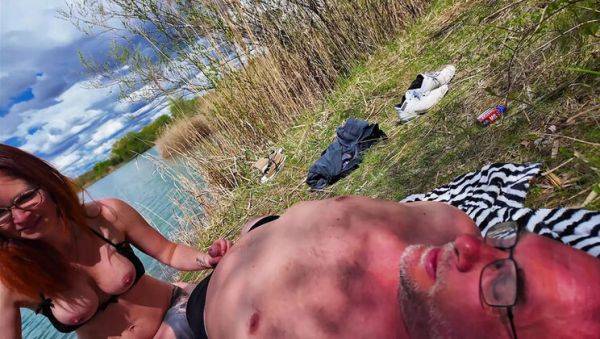 Hot German MILF Threesome Blowjob & Outdoor Fuck with Redhead in Glasses - veryfreeporn.com - Germany on systemporn.com