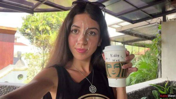Hot Brunette Katty West Gives Public Blowjob in Starbucks Toilet - Crazy Cumwalk & Swallows Load - veryfreeporn.com on systemporn.com