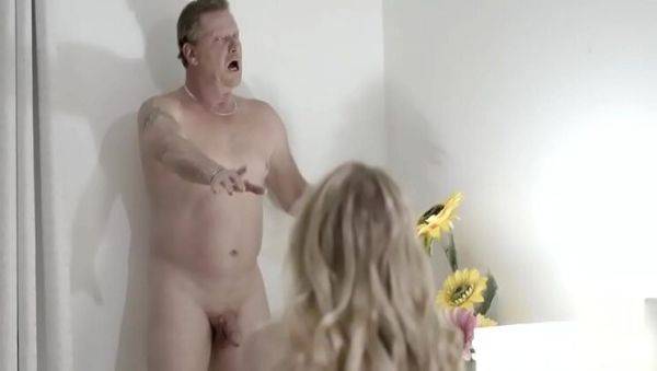 Skinny Teen Tricks Blindfolded Stepdad - Shocked By Surprise Threesome - veryfreeporn.com on systemporn.com