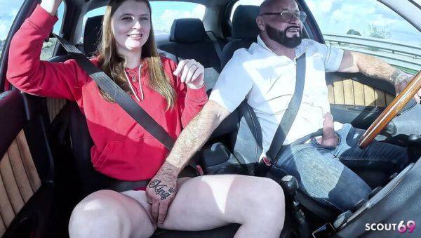 Hot German Teen Redhead Fucks Older Man in Car - Full HD 4K Amateur Sex - porntry.com - Germany on systemporn.com