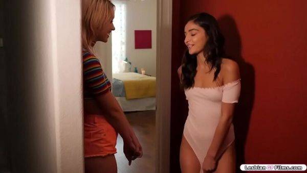 Blonde Emily Willis makes teen squirt with toy in hot lesbian action - xxxfiles.com on systemporn.com