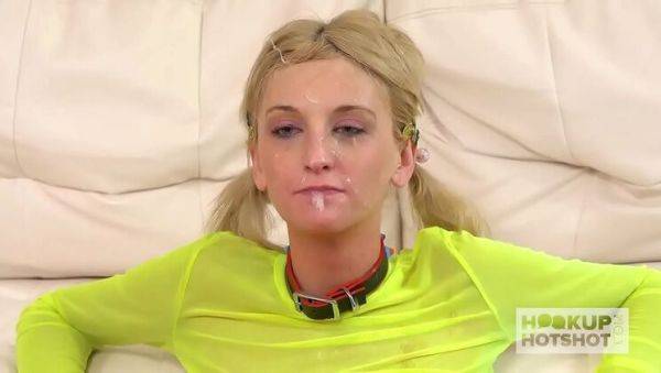 Skinny blonde teen Tallie Lorraine takes rough face fuck from daddy - veryfreeporn.com on systemporn.com