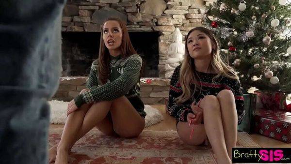 Step Sis Lulu Chu & Vanna Bardot Suck Candy Off Each Other's Pussy - Christmas Threesome BJ & Facial - porntry.com on systemporn.com