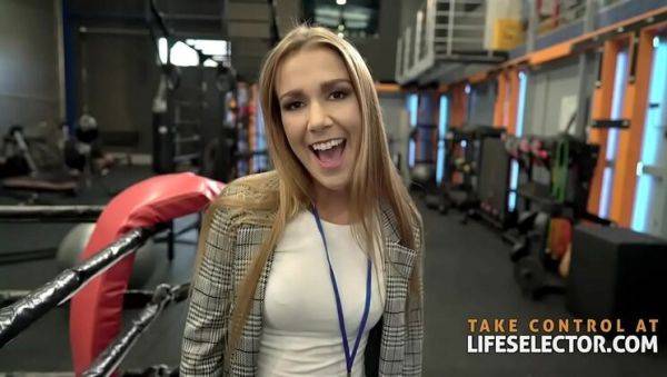 Hot Blonde Reporter Alexis Gets Fucked Hard By Stud Trainer While Trainee Cherry Watches - veryfreeporn.com on systemporn.com