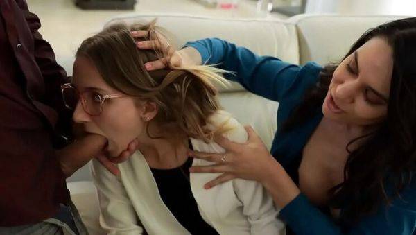 Step Daughter Macy Meadows Gives Blowjob to New Daddy in Taboo Threesome with Alexis Zara - xxxfiles.com on systemporn.com