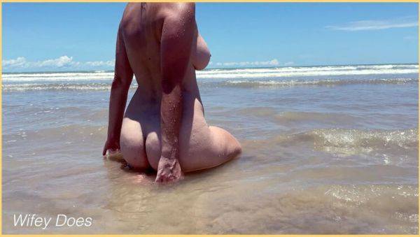 Wifey Flashes Big Tits at Public Beach - Amateur MILF Exhibitionist - xxxfiles.com on systemporn.com