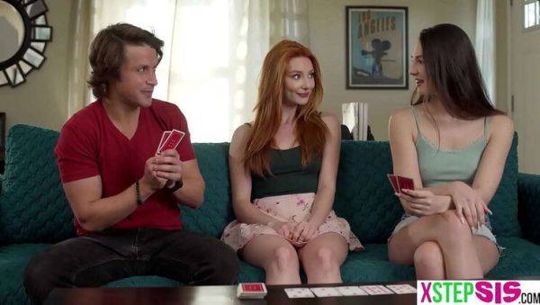 Lacy Lennon and Liz Jordan teen stepsisters strip poker hardcore threesome POV sex - porntry.com - Jordan on systemporn.com