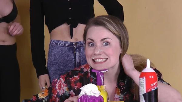 Helena Price & Olive Glass Lesbian Strip Game - Busty Babes Take Turns with Chocolate Cream Facial - xxxfiles.com - Britain on systemporn.com