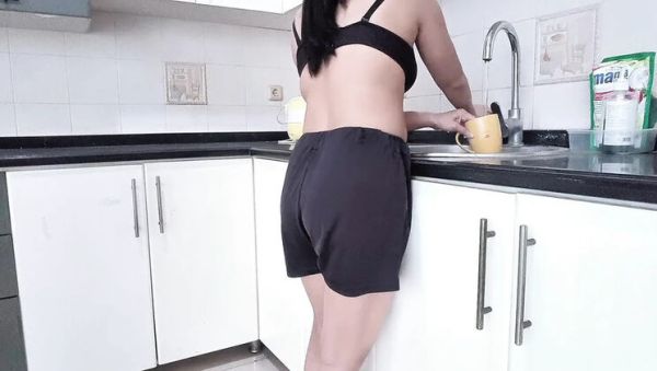 NadiaAlmer in Sexy Black Dress Prank Art – Hot Ebony Babe Fucks in Kitchen Cheating Video - xxxfiles.com - Indonesia on systemporn.com