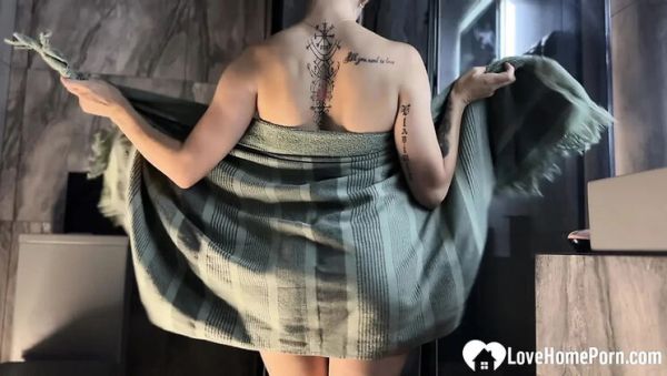 Busty Blonde GF With Amazing Big Tits Masturbates in Shower While I Record Her - porntry.com - Britain on systemporn.com