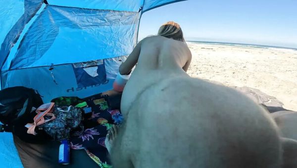 Fit Blonde Sav Moolah Takes Creampie on Nude Beach - xxxfiles.com - Britain - Usa on systemporn.com