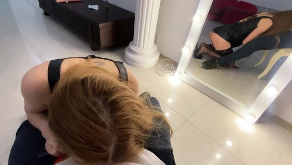 Slut on a Leash Gives Master a Deep Sloppy Blowjob - porntry.com on systemporn.com