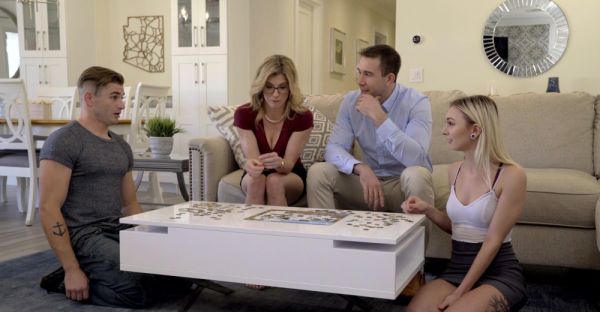 Four sexy babes enjoy a hot foursome on the sofa - alphaporno.com on systemporn.com