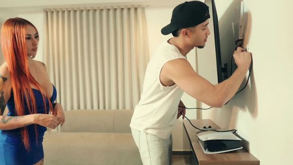 Big Tits Latina Redhead Gets Fucked Hard By Technician In Doggystyle - veryfreeporn.com - Venezuela - Spain - Colombia on systemporn.com