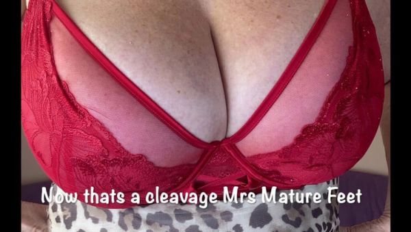 Mature British MILF with Big Natural Tits and Stockings Strips in Red Dress for Friend - Homemade HD Footing - porntry.com - Britain on systemporn.com