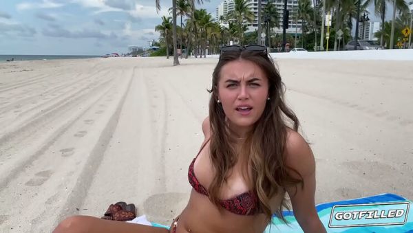 Selina Bentz Gets Filled on the Beach - Brunette with Tan Lines Takes Big White Cock Doggystyle & Cowgirl for a Creampie - veryfreeporn.com on systemporn.com