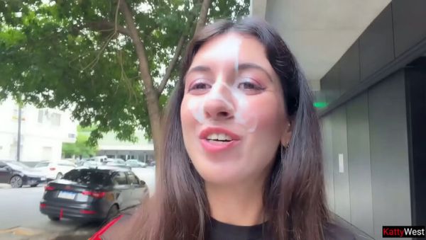 Katty West Brunette Skinny Amateur Public Cumwalk - Huge Facial Cumshot on Street - porntry.com on systemporn.com