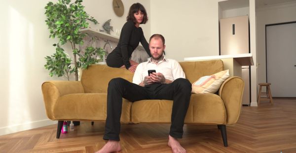 Brunette MILF in Neo Tokyo rocks a tight dress and takes it all on the couch - alphaporno.com on systemporn.com