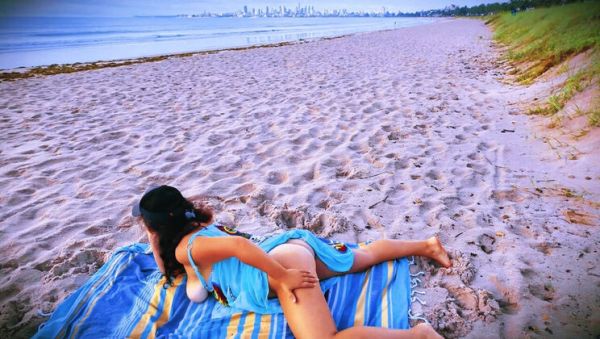 Hairy MILF Gets Fingered by Stranger on Public Beach - Big Natural Tits & Perfect Ass - veryfreeporn.com - Britain on systemporn.com