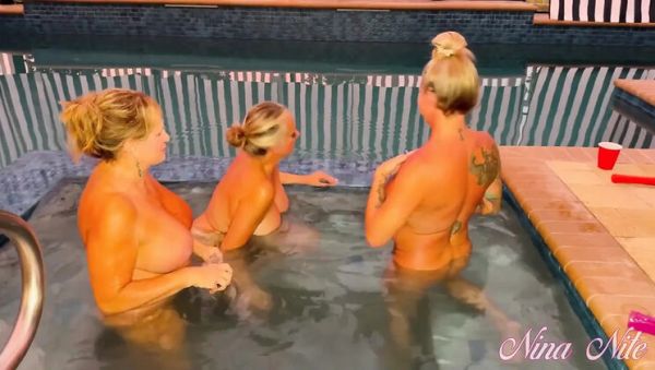 MILF Nina Nite & Lana Lee Threesome Pool Party - Lesbian Pussy Eating Friends - veryfreeporn.com - Britain on systemporn.com