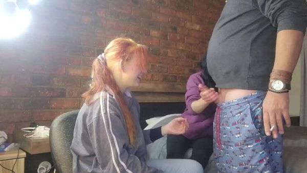 Shy Girls Jerking Off Massive Cock - Double Handjob Threesome FFM - porntry.com on systemporn.com