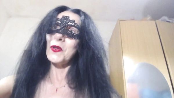Italian Granny in Mask Dirty Talks While Showing Feet in Tight Stockings - porntry.com - Italy on systemporn.com