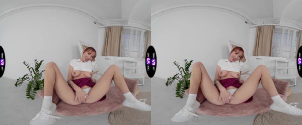 Redheaded Lilly in a tight miniskirt and thong gets her sweet spot fingered while wearing sneakers - alphaporno.com on systemporn.com