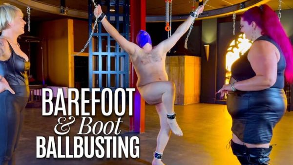 MistressBaton Punishes Naked Slave With Barefoot & Boot Ballbusting Kicks - veryfreeporn.com - Britain on systemporn.com