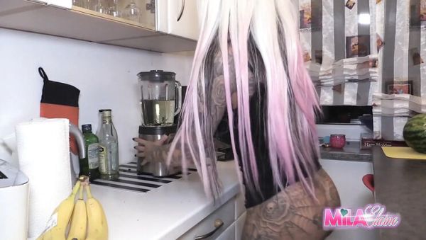 18yo Mila Elaine Shows Off Her Huge Tits and Squirts in the Kitchen - veryfreeporn.com - Germany on systemporn.com