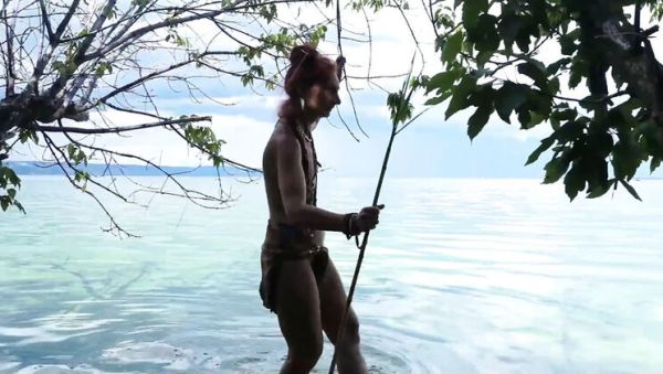 Skinny Russian MILF Natella Dance Poses Naked by the River Before Harpoon Fishing - porntry.com - Russia on systemporn.com