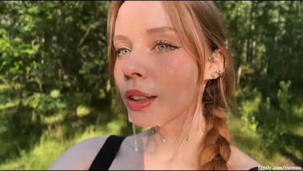 Hot Blonde Gives Incredible Blowjob in the Woods Then Takes Cum Walk - veryfreeporn.com - Russia on systemporn.com