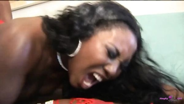 Beautiful Ebony Chick in Red Lingerie Gets Her Pussy Pounded Wildly by a BBC - veryfreeporn.com - Britain on systemporn.com