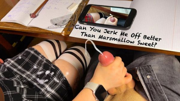 Marshmallow Sweet Japanese Schoolgirl Handjob Under Table Better Than Jerking Off - xxxfiles.com - Britain - Japan on systemporn.com